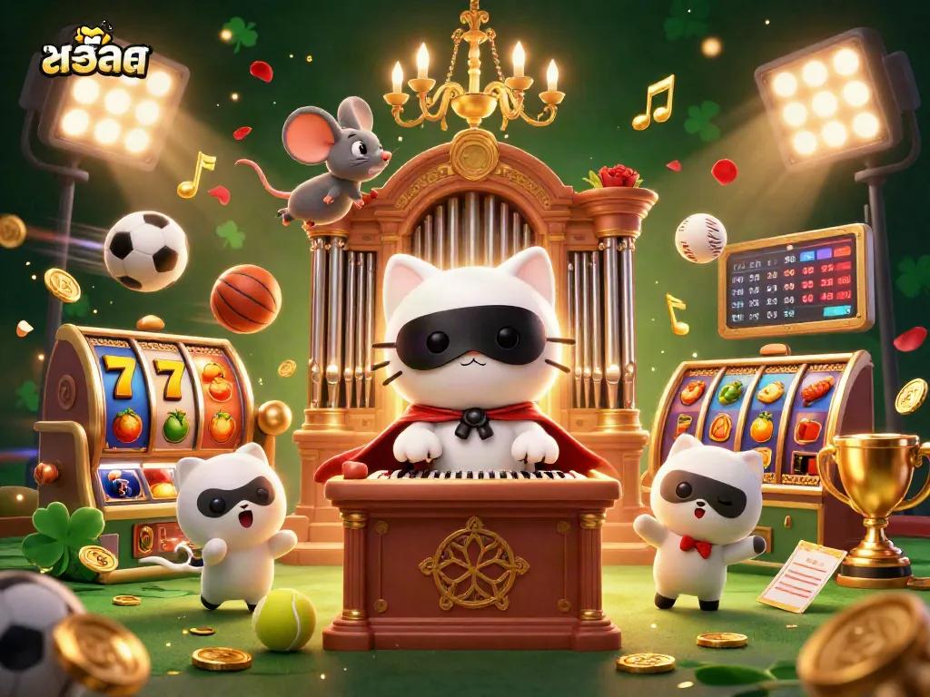เล่นสล็อตในเกมสล็อตแมชชีนที่มีสัญลักษณ์ผลไม้และแจ็คพอตในบรรยากาศคาสิโน