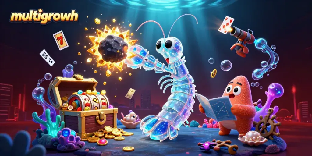 Experience multigrowth magic as galactic samurai and starfish explore a vibrant casino undersea world.