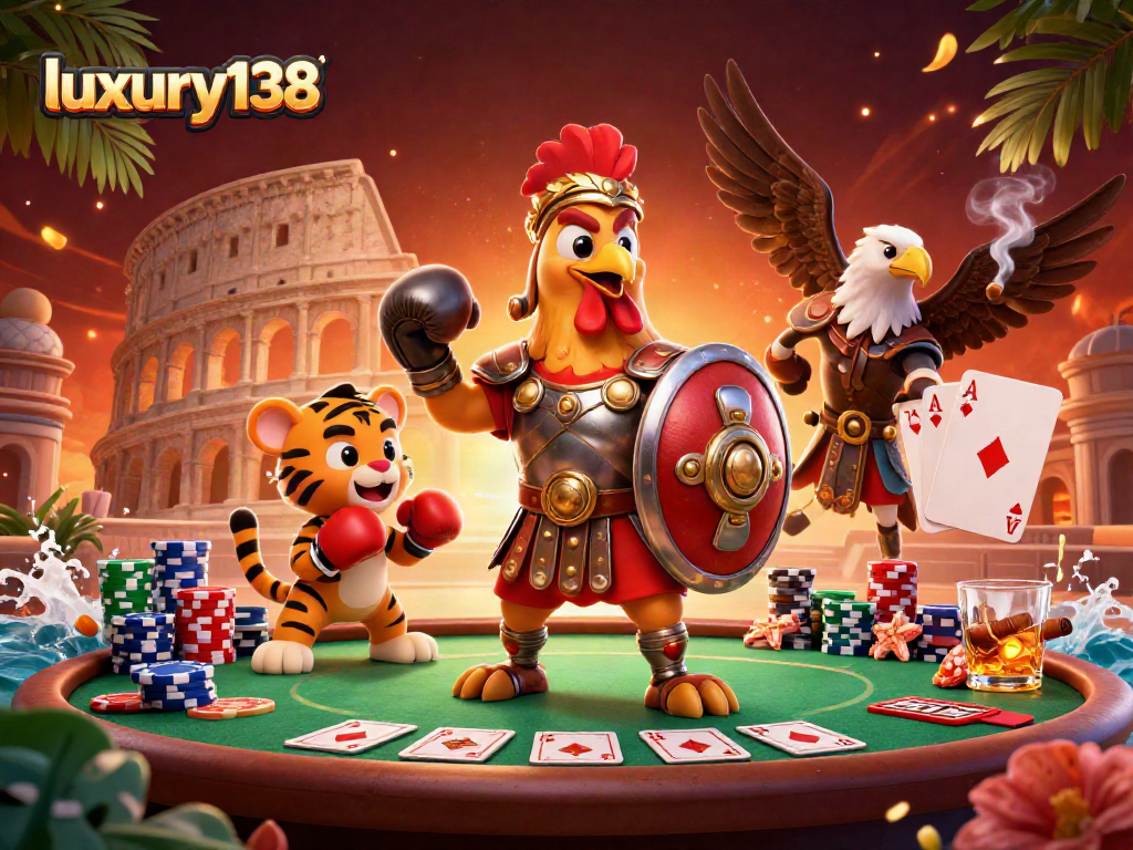 luxury138 mainkan kasino virtual dengan karakter kartun, poker, dan atmosfer yang meriah