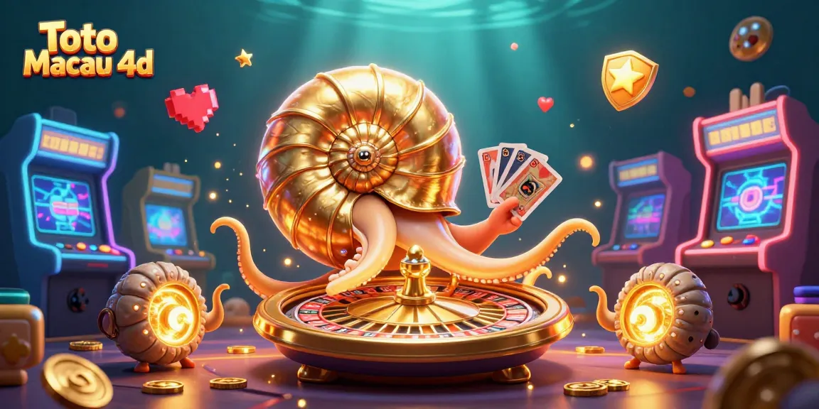 Experience Toto Macau 4d with vibrant casino elements, featuring a giant nautilus as a roulette wheel.
