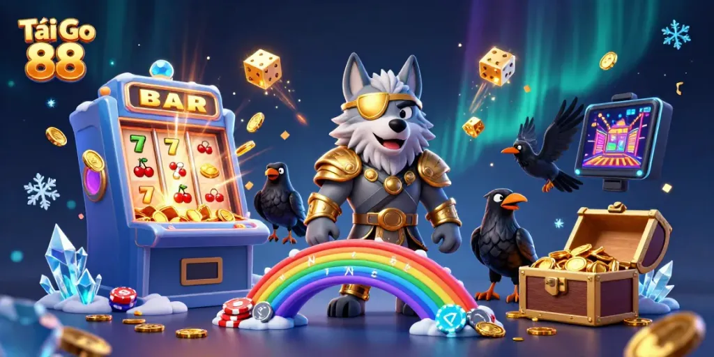 Experience thrilling gameplay with Tải Go 88 amidst vibrant casino visuals featuring Odin and Norse elements.