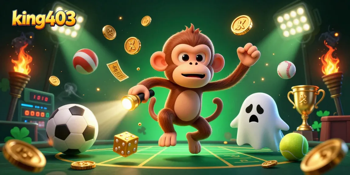 Experience king403's thrilling gaming action with a ghost-hunter puppy tracking a mischievous poltergeist monkey.
