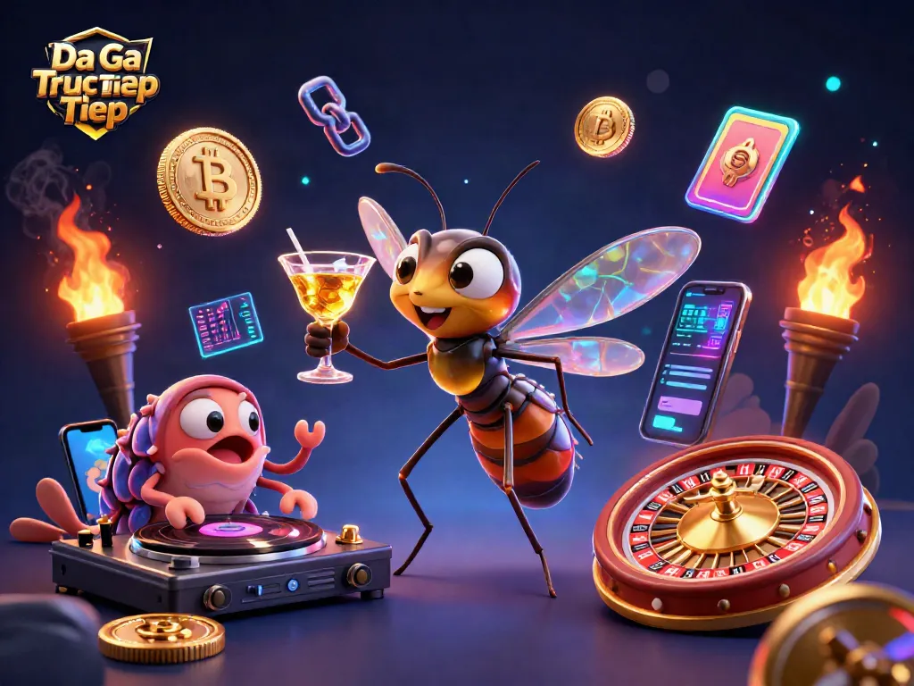 Bet on Da Ga Truc Tiep with dynamic casino elements featuring a mosquito mascot and DJ