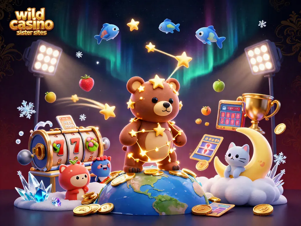 Experience excitement at wild casino sister sites with a golden constellation bear and dynamic gaming elements.
