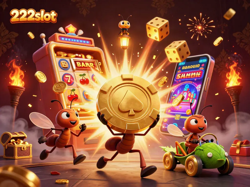 Mengalami permainan seru di 222slot dengan chip poker emas raksasa dan petualangan seru tim semut.