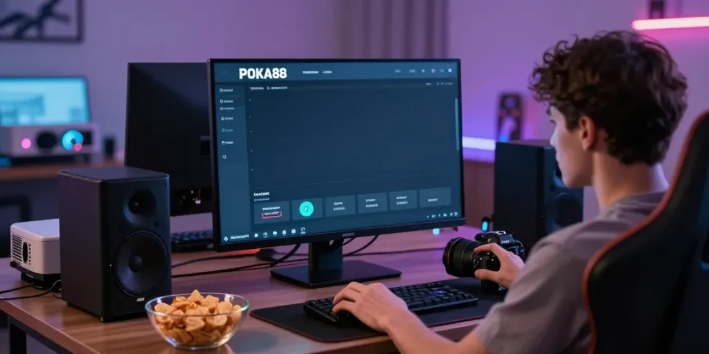 Engaging gameplay on the POKA88 platform with an immersive home setup.