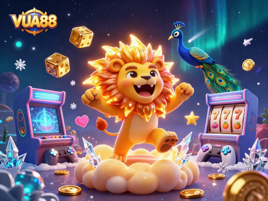 Engage with VUA88's vibrant digital casino world featuring slots and game elements.