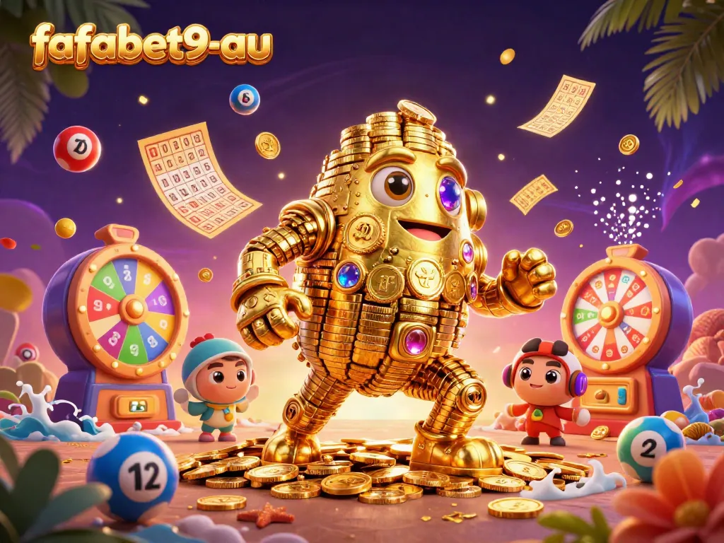 Experience the thrill of fafabet9-au with vibrant lottery balls and golden prizes in action.