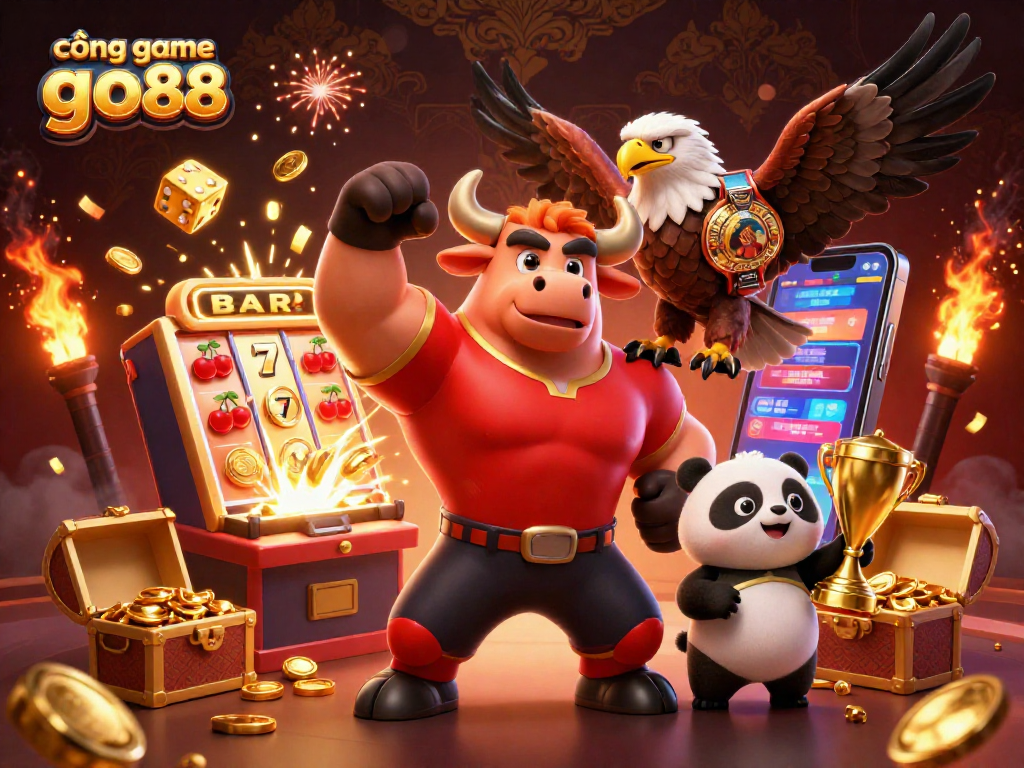 Trải nghiệm sảng khoái tại cổng game go88 với không gian đầy màu sắc và trò chơi hấp dẫn.