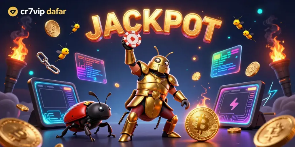 Gambarlah CR7VIP daftar yang menggabungkan elemen slot, kasino, dan simbol crypto.