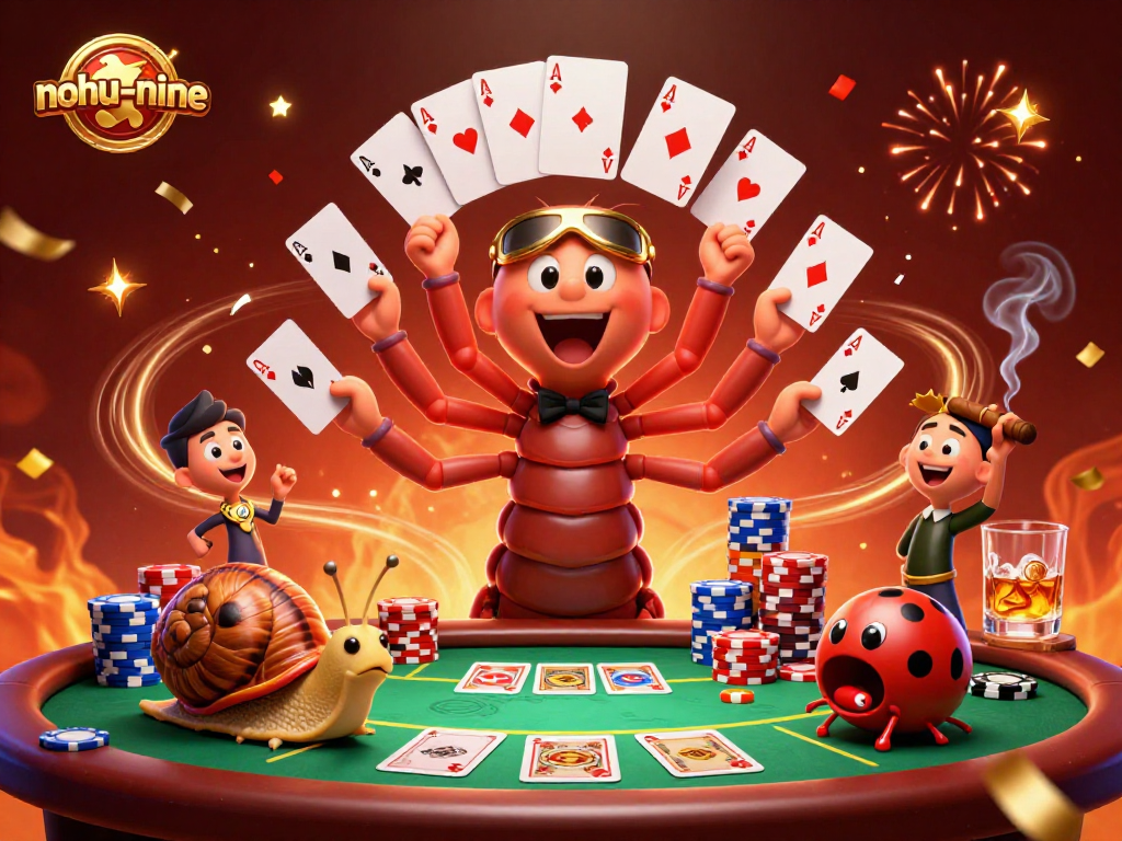 Experience the excitement of nohu-nine as a millipede dealer showcases incredible cards amidst a vibrant casino atmosphere.