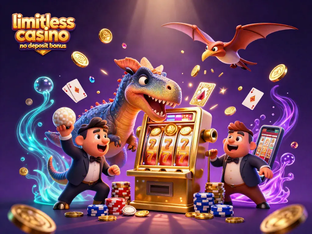 Catch exciting rewards with limitless casino no deposit bonus in a vibrant 3D casino scene.