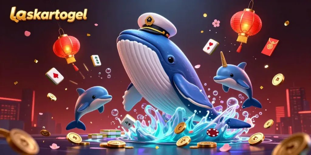 Experience thrilling gameplay with laskartogel's vibrant 3D casino scene showcasing playful marine characters.