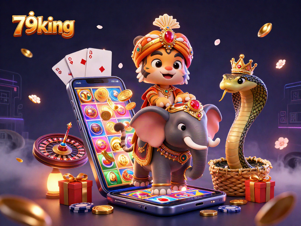 Experience thrilling gameplay with 79king as the maharaja tiger and elephant embrace the excitement of casino games.