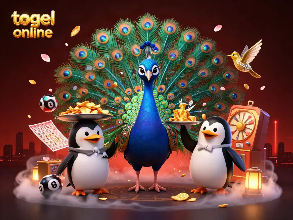 Permainan togel online dengan merak megah dan pengantar bernilai membawa chip emas.