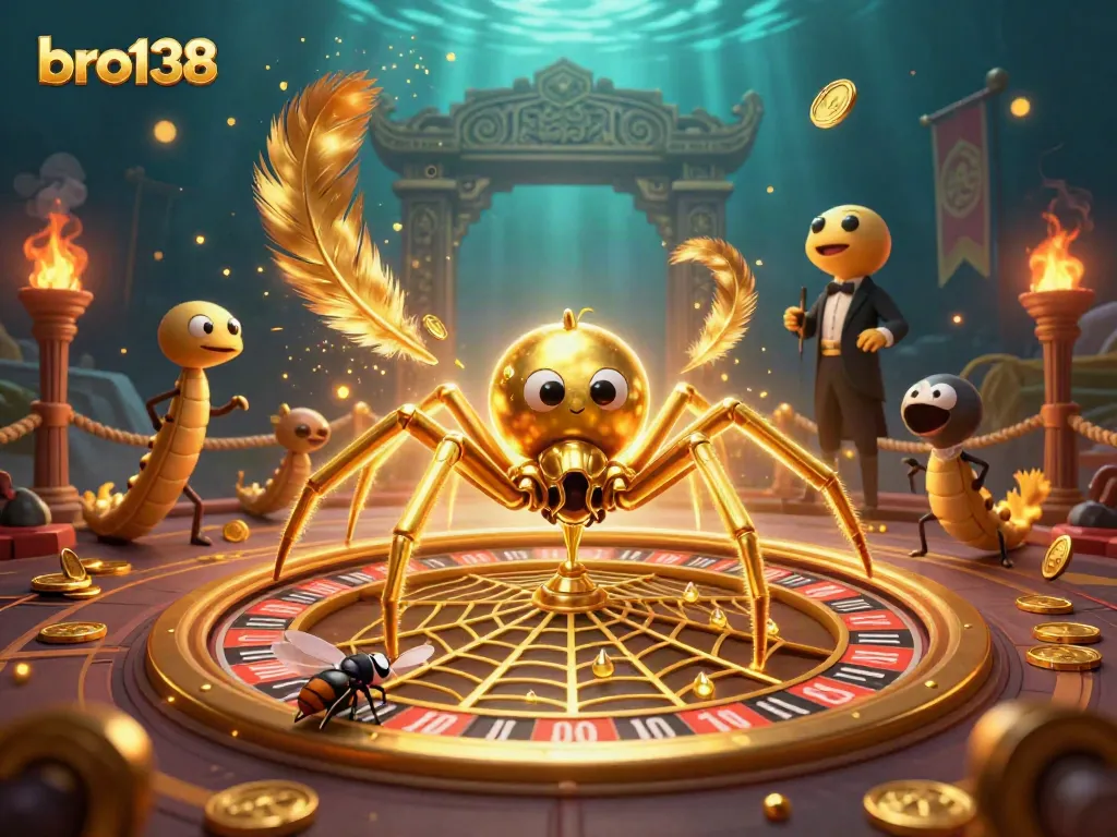 Experience thrilling bets with bro138 in a vibrant casino scene featuring a roulette wheel.