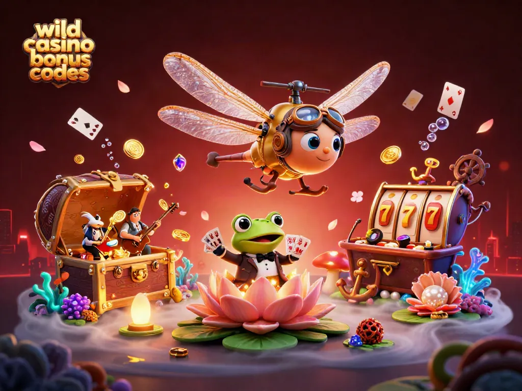 Experience thrilling wild casino bonus codes in this vibrant casino scene with interactive characters and elements.