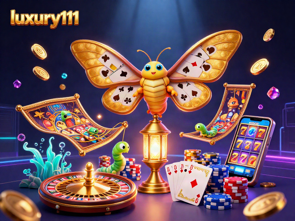 Experience luxury111 with an engaging casino scene featuring a majestic atlas moth and dynamic gaming elements.
