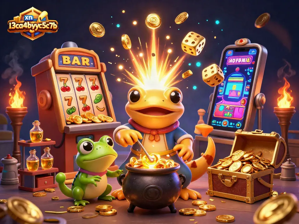 Engage with xn--l3ca4bybyc5c7b's exciting casino experience through a vibrant illustration of golden elements and game icons.