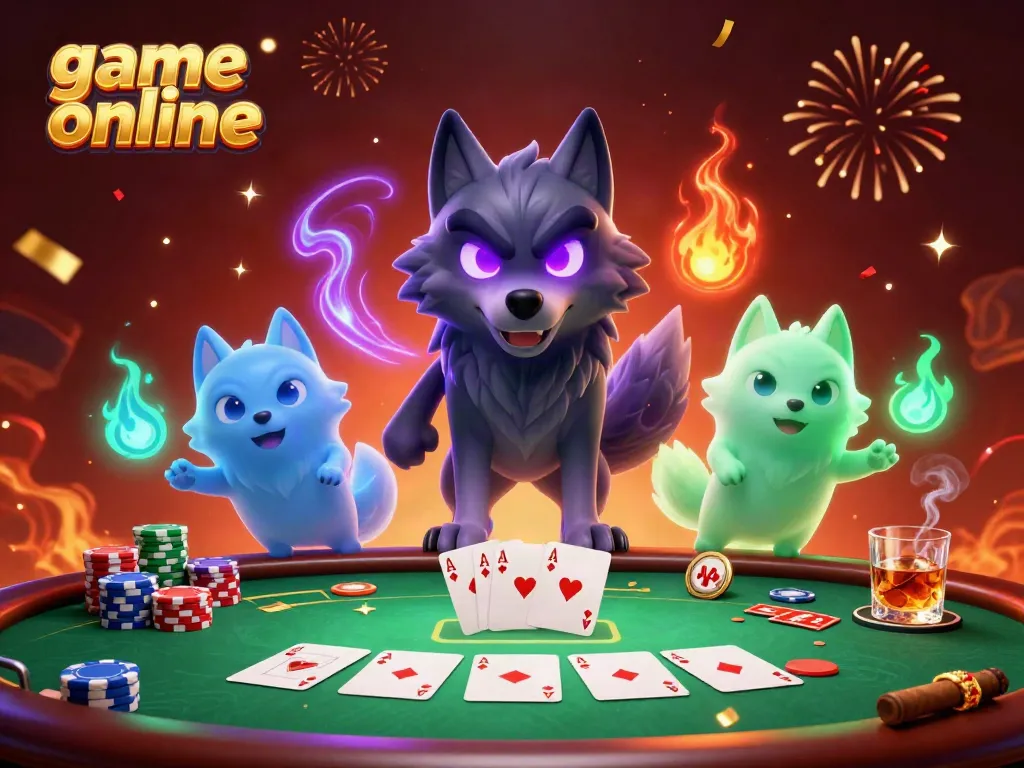 Experience immersive game online action with ghostly wolves at a vibrant casino table.
