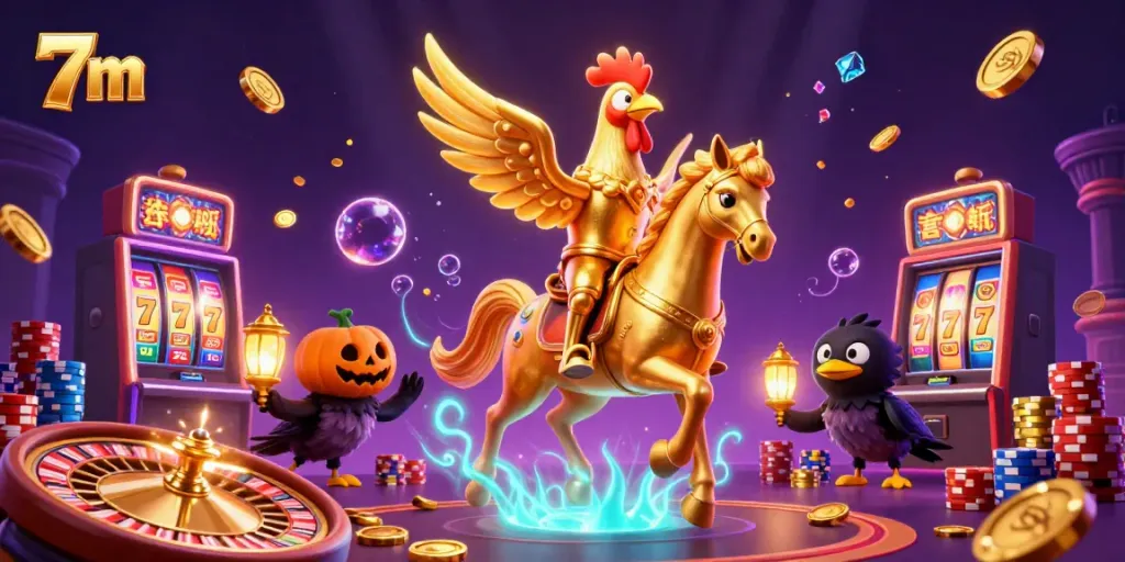 Experience the thrill of winning at 7m casinos with a golden rooster and dynamic gaming elements.