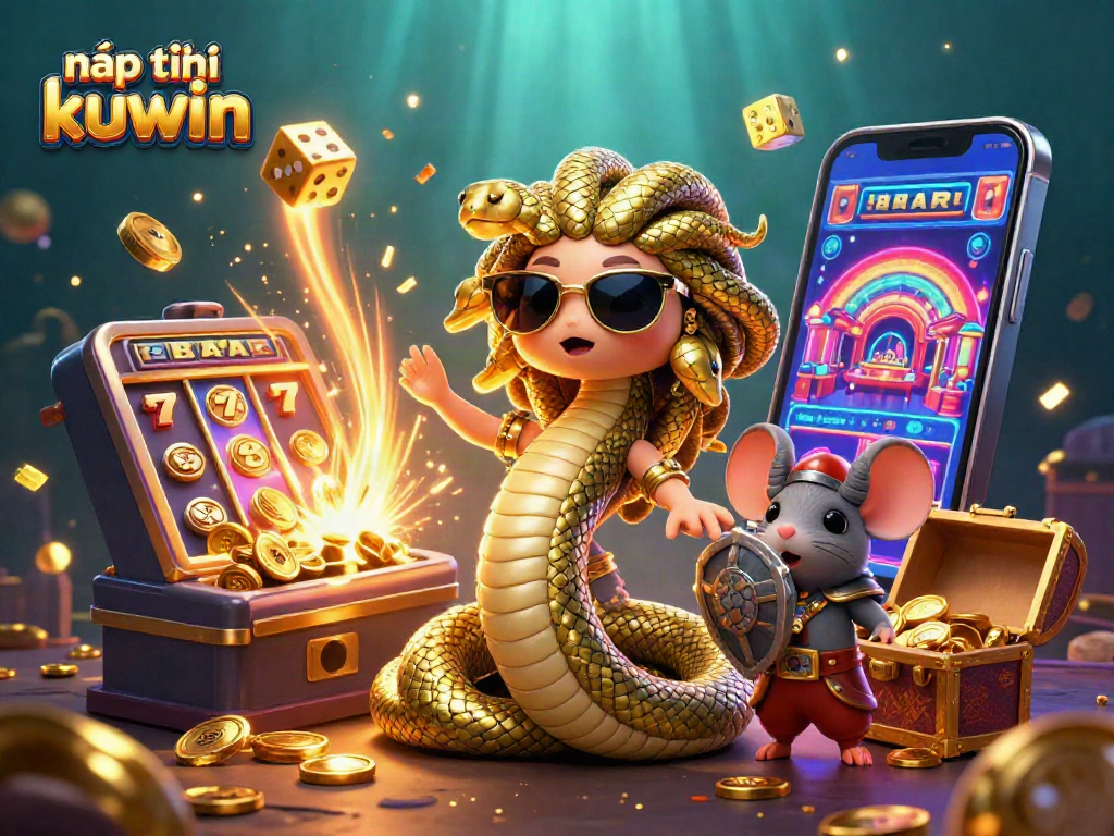 Engage in nạp tiền kuwin with a vibrant 3D casino illustration featuring unique characters and exciting game elements.