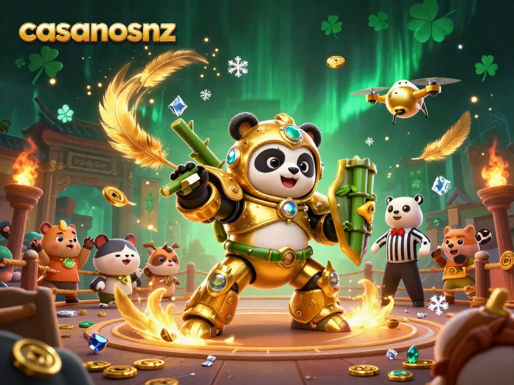 Experience the excitement of casinosnz with a dynamic 3D battle scene featuring iconic characters.