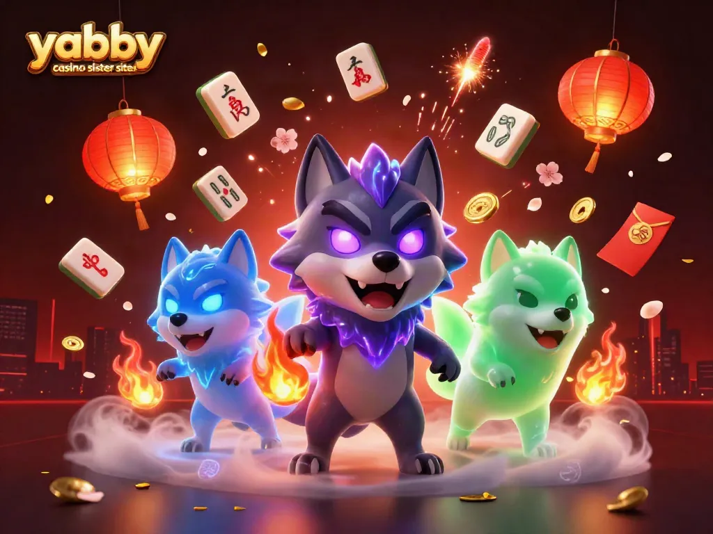 Win big at yabby casino sister sites with a vibrant 3D illustration of mysterious wolves in an energetic scene.