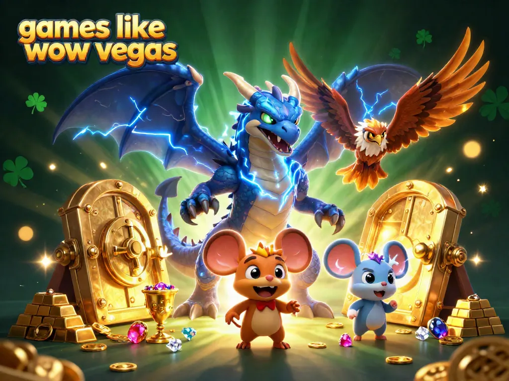 Play thrilling games like WOW Vegas in this captivating casino-themed scene.