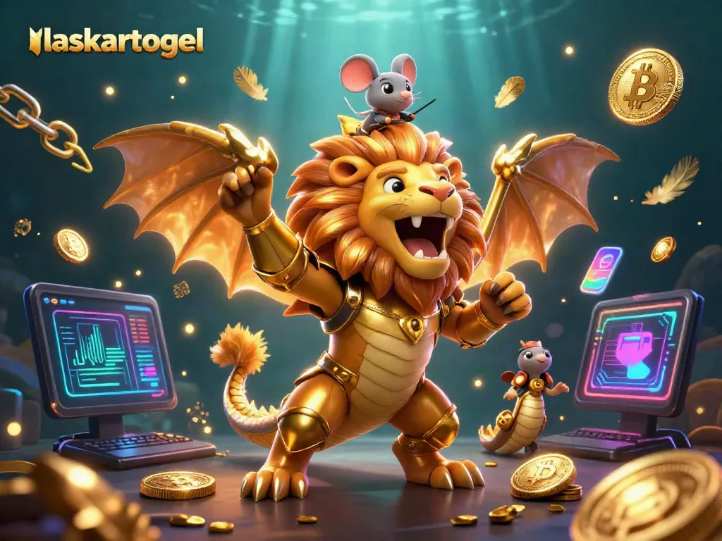 Experience the excitement of laskartogel with a roaring chimera in this vibrant casino scene.