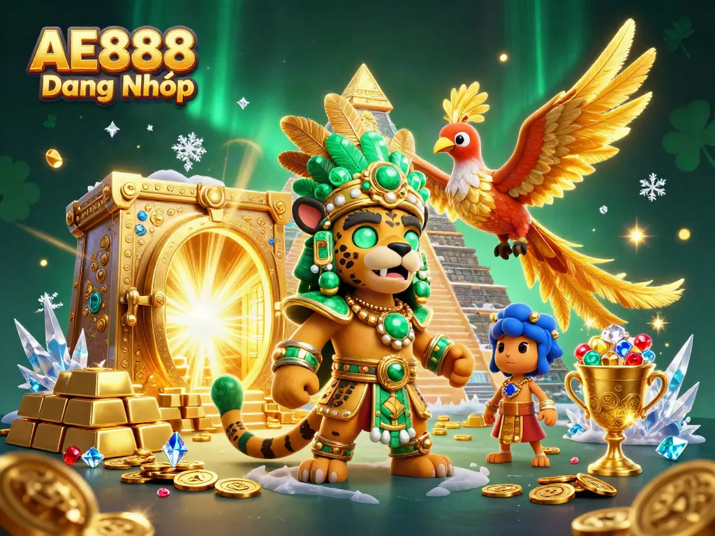 Engage in thrilling gameplay with AE888 Đăng Nhập featuring dazzling jaguar priest and treasures