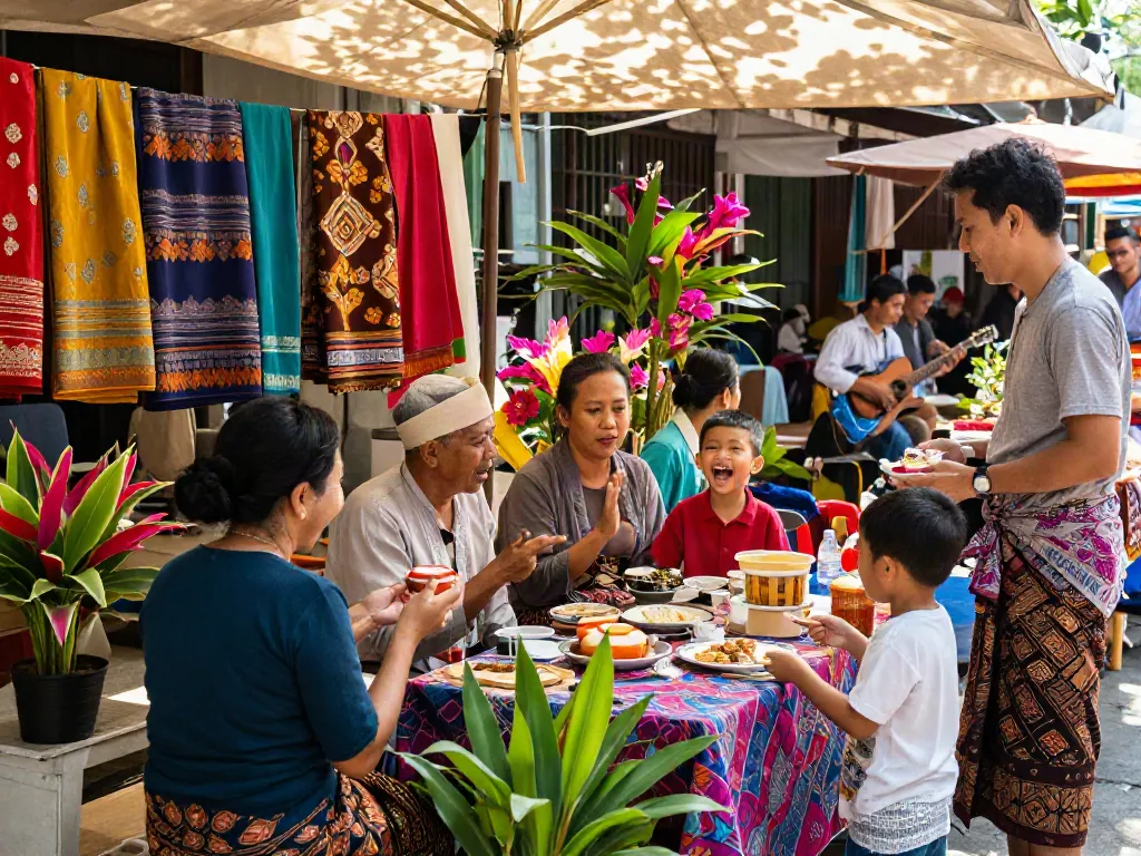 Nyonya4d-inspired market scene showcasing vibrant Peranakan crafts and culture.