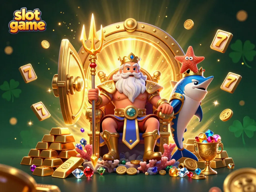 Engage in thrilling gameplay with the vibrant slot game featuring Neptune and treasures.