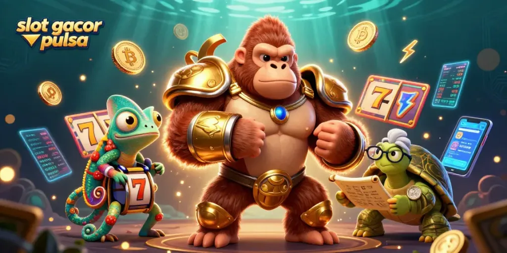 Engage with the exciting world of slot gacor pulsa in this dynamic 3D illustration.