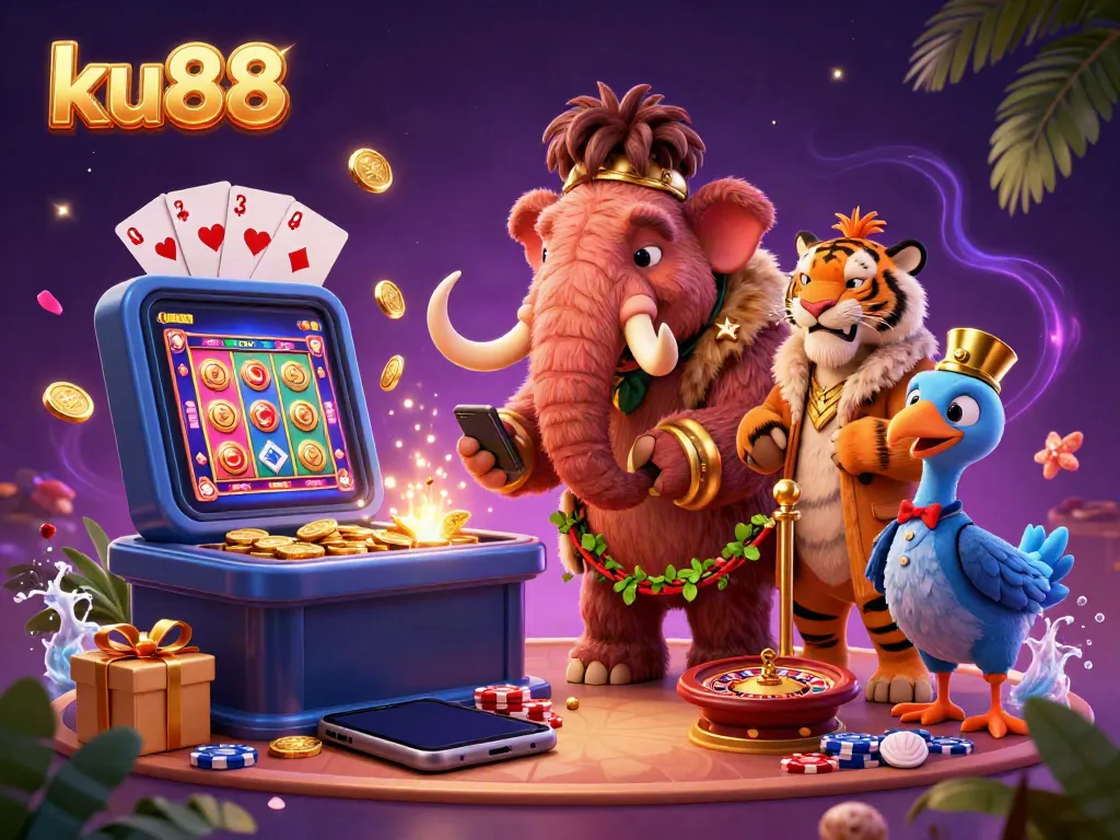 Experience vibrant casino action at ku88 with a woolly mammoth bouncer, saber-tooth VIP, and playful dodo doorman.